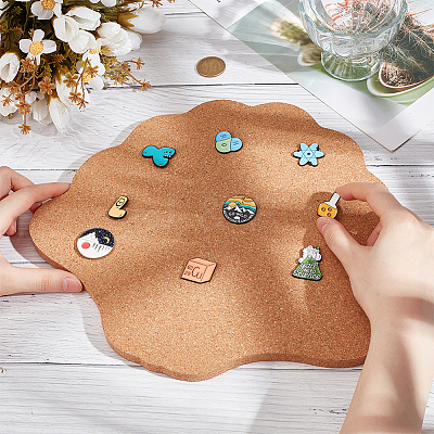 Shell Shape Wall Mounted Brooch Jewelry Display Cork Tray AJEW-WH0433-01B-1