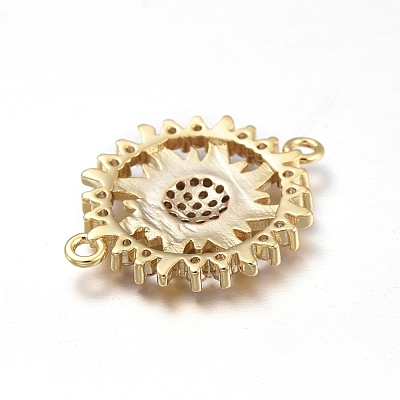 Brass Micro Pave Clear Cubic Zirconia Links connectors ZIRC-L085-74G-1