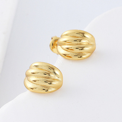 Pumpkin Stripe 304 Stainless Steel Stud Earrings for Women VG3470-1