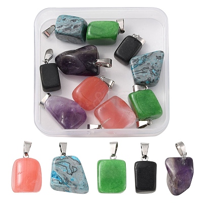 10Pcs 5 Styles Natural & Synthetic Mixed Gemstone Pendants G-YW0001-37-1