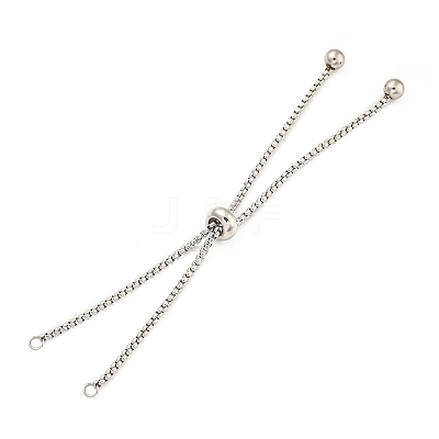 Non-Tarnish Adjustable 304 Stainless Steel Box Chain Slider Bracelet Making MAK-L038-001P-04-1