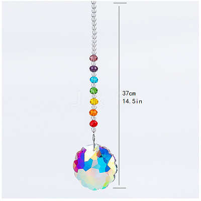 Chakra Theme K9 Crystal Glass Big Pendant Decorations HJEW-PW0001-019B-1