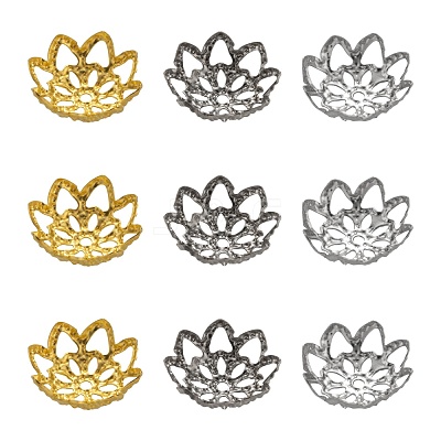 300Pcs 3 Style Iron Fancy Bead Caps IFIN-FS0001-07-1