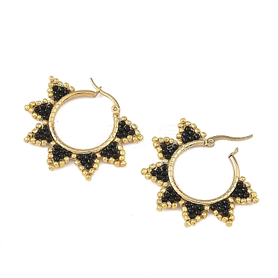 Glass Beaded Hoop Earrings EJEW-MZ00750-03-1