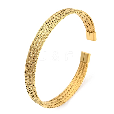 304 Stainless Steel Wire Mesh Cuff Bangles for Women LS-BJEW-D022-01B-G-1