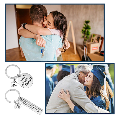 8Pcs 8 Style 304 Stainless Steel Lettering Keychains KEYC-PH0001-57-1