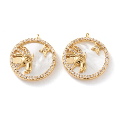 Real 18K Gold Plated Brass Micro Pave Clear Cubic Zirconia Pendants ZIRC-Z007-22I-1