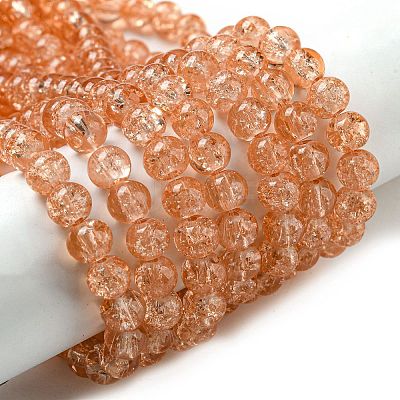 Spray Painted Crackle Glass Beads Strands CCG-Q001-6mm-05-1