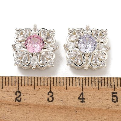 Brass Micro Pave Cubic Zirconia Beads KK-U037-03P-1