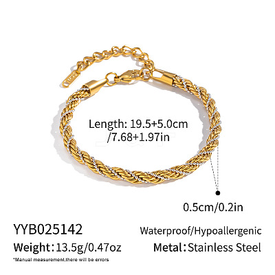 304 Stainless Steel Rope Chain Bracelets for Women AF5599-4-1