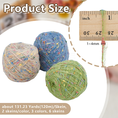 6 Skeins 3 Colors Polyester Yarn DIY-OC0015-03-1