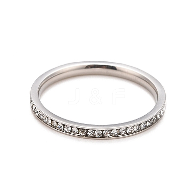 304 Stainless Steel Rhinestone Rings Set STAS-D178-02C-1