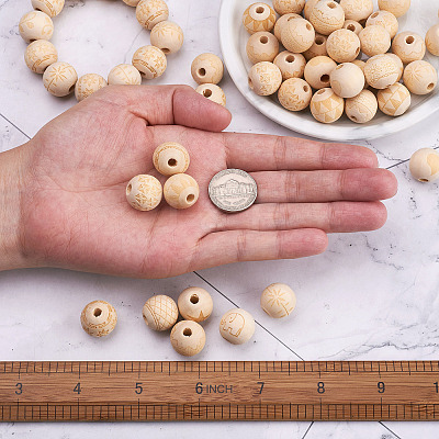 100Pcs 10 Style Unfinished Natural Wood European Beads WOOD-TA0001-55-1