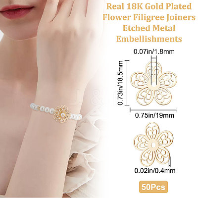 50Pcs Rack Plating 304 Stainless Steel Filigree Joiners STAS-BBC0002-48-1