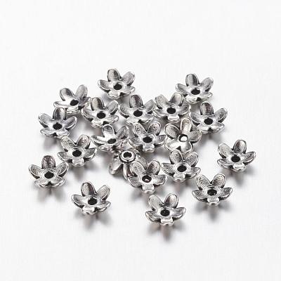 Tibetan Style  Zinc Alloy Bead Caps X-TIBEB-6.5x3-AS-FF-1