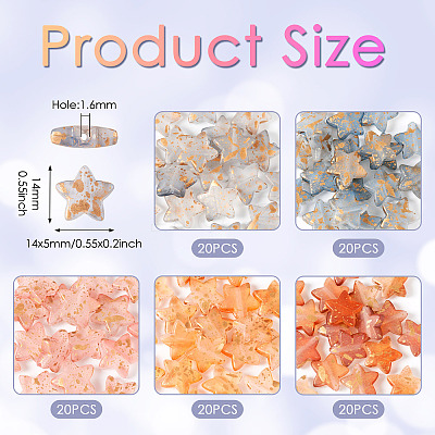 100Pcs 5 Colors Transparent Frosted Spray Painted Acrylic Beads FACR-TA0001-05-1