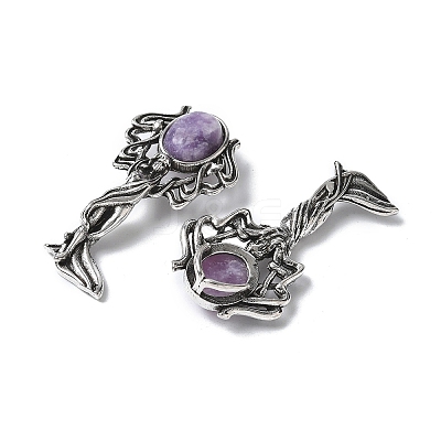 Angel Brass Natural Lepidolite Pendants KK-D361-02AS-15-1