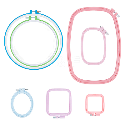 7Pcs 7 Styles Adjustable ABS Plastic Embroidery Hoops EMBR-OC0001-01-1