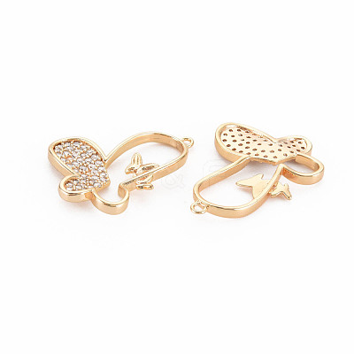 Brass Micro Pave Clear Cubic Zirconia Pendants KK-S364-267-1