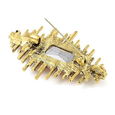 Rectangle Alloy Rhinestone Brooches for Backpack Clothes LS-JEWB-P042-06AG-1