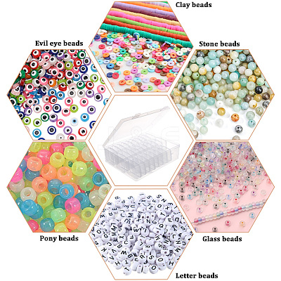 Rectangle Plastic Organizer Storage Boxes with 30Pcs Mini Square Nail Art Small Items Cases CON-PA0001-09-1