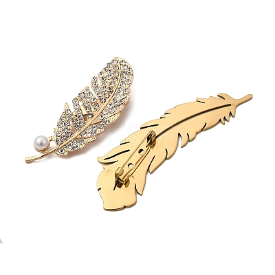 2Pcs 2 Colors 201 Stainless Steel Feather Lapel Pin JEWB-HY0001-29-1