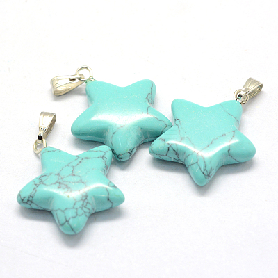 Star Dyed Synthetic Turquoise Pendants G-Q367-13-1