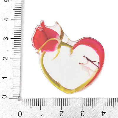 Valentine's Day Opaque Printed Acrylic Pendants OACR-A045-06A-1