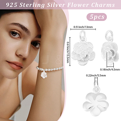 5Pcs 925 Sterling Silver Pendants STER-BBC0009-58-1