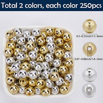 500Pcs 2 Colors ABS Plastic Beads KY-SP0001-39-1
