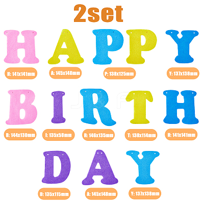 Non-Woven Fabric Cloth Happy Birthday Word Garlands AJEW-WH0398-007-1