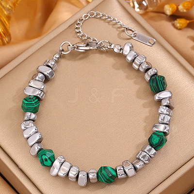 304 Stainless Steel and Acrylic Nuggets Beaded Bracelets for Men WG97E6A-02-1