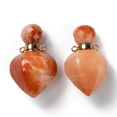 Faceted Natural Topaz Jade Openable Perfume Bottle Pendants G-P435-A-06G-1