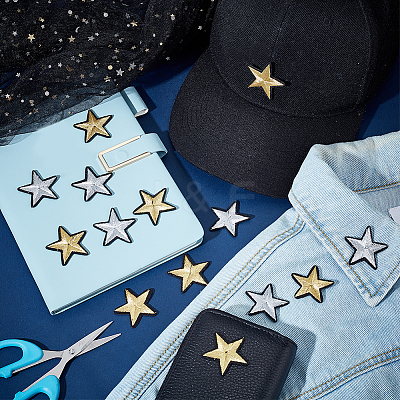 40Pcs 2 Style Star Pattern Cloth Computerized Embroidery Iron On/Sew On Patches PATC-GA0001-07-1