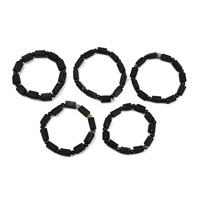 Natural Black Tourmaline Beaded Bracelets BJEW-Z139-01-1