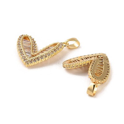 Rack Plating Brass Micro Pave Clear Cubic Zirconia Pendants KK-C037-01G-1