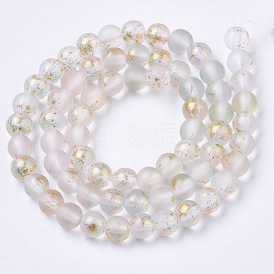Frosted Spray Painted Glass Beads Strands X-GLAA-N035-03B-C07-1