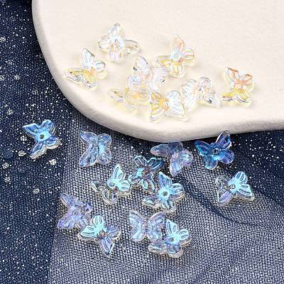 Transparent Spray Painted Glass Charms GLAA-YW0003-14-1