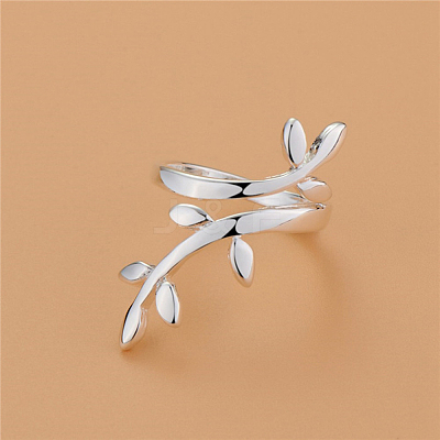 Partysu Platinum Plated Brass Olive Cuff Metal Rings RJEW-EE0002-005P-D-1