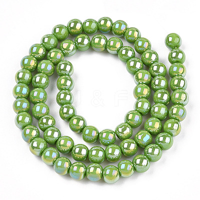 Electroplate Opaque Glass Beads Strands GLAA-T032-P6mm-AB06-1
