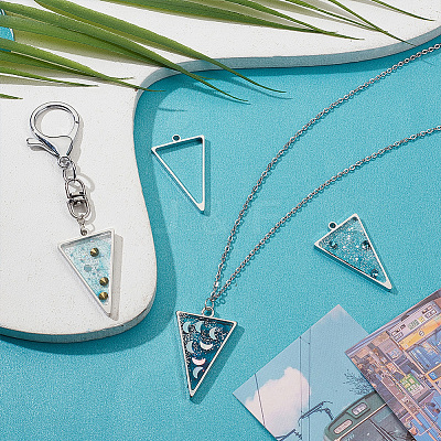 16Pcs 304 Stainless Steel Open Back Bezel Triangle Pendants STAS-UN0057-57-1