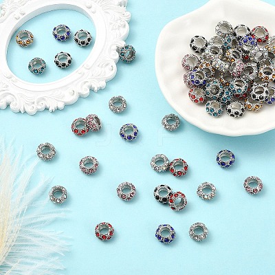 10Pcs Alloy Rhinestone European Beads CPDL-YW0001-02A-1