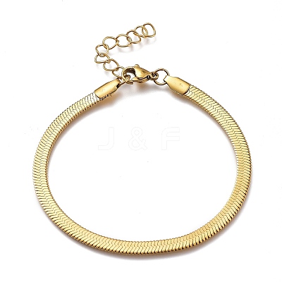 Ion Plating(IP) Unisex 304 Stainless Steel Herringbone Chain Bracelets BJEW-O177-01A-G-1