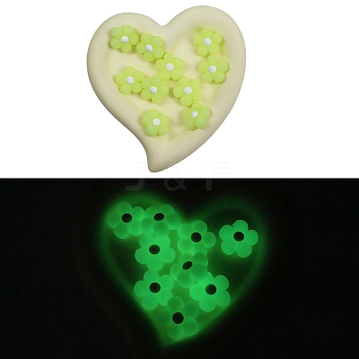 Flower Luminous Silicone Beads SIL-WH0008-37K-1