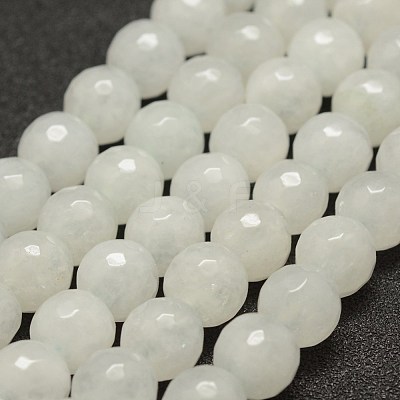 Faceted Natural White Jade Beads Strands G-F448-10mm-1