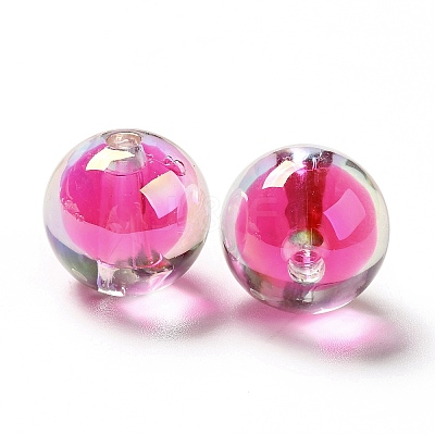 Two Tone UV Plating Rainbow Iridescent Acrylic Beads TACR-D010-03A-03-1