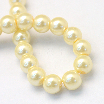 Baking Paint Pearlized Glass Pearl Round Bead Strands X-HY-Q330-8mm-21-1