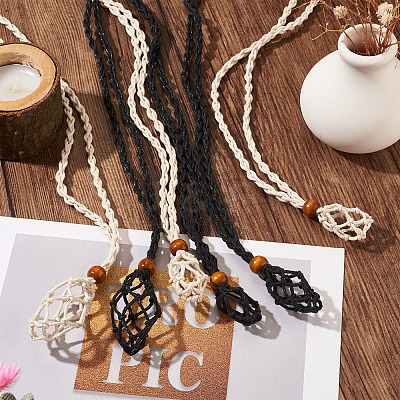 6Pcs Adjustable Braided Waxed Cord Macrame Pouch Necklace Making FIND-YS0001-10-1