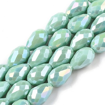 Opaque Solid Color Electroplate Glass Beads Strands LS-EGLA-N013-P10mm-B14-1