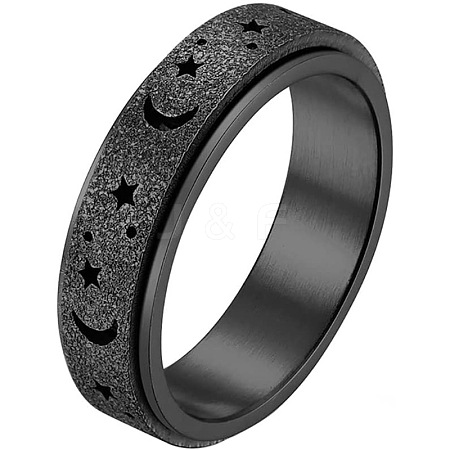 Stainless Steel Moon and Star Rotatable Finger Ring MOST-PW0001-005E-02-1